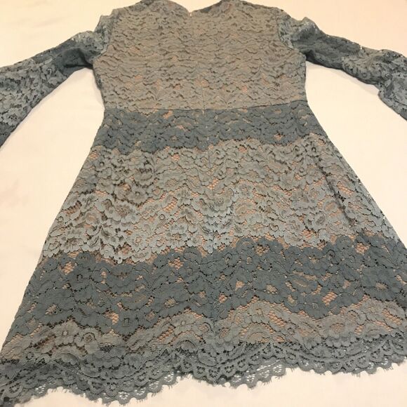 Wayf Dream Lover Blue Lace Striped Bell Sleeve Skater Dress Size M - Picture 7 of 9